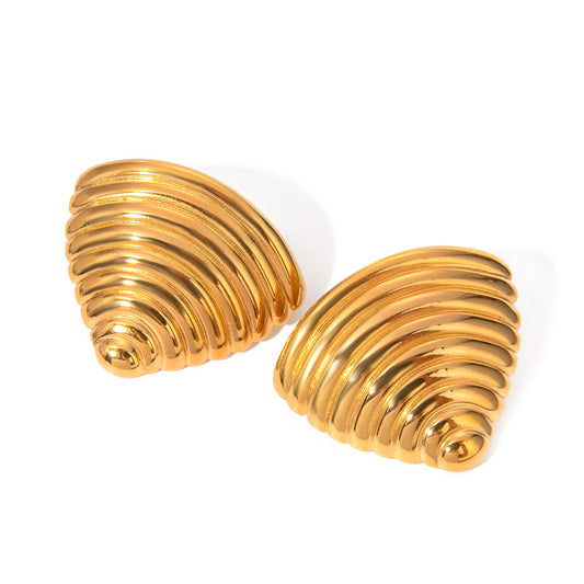 Evelyn Half SeaShell Triangle Stud Earrings