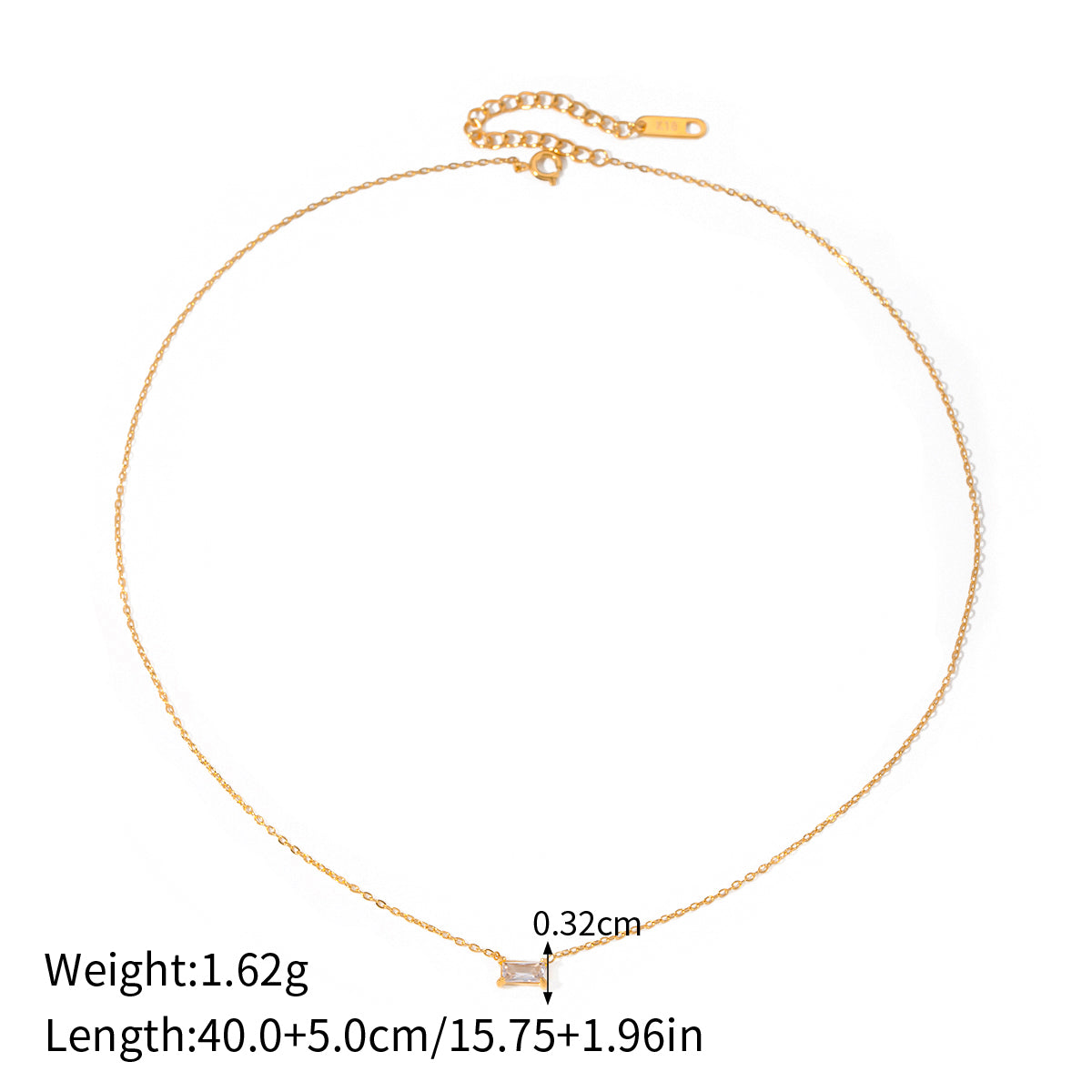 Nelia Rectangle Cubic Zirconia Pendant Necklace