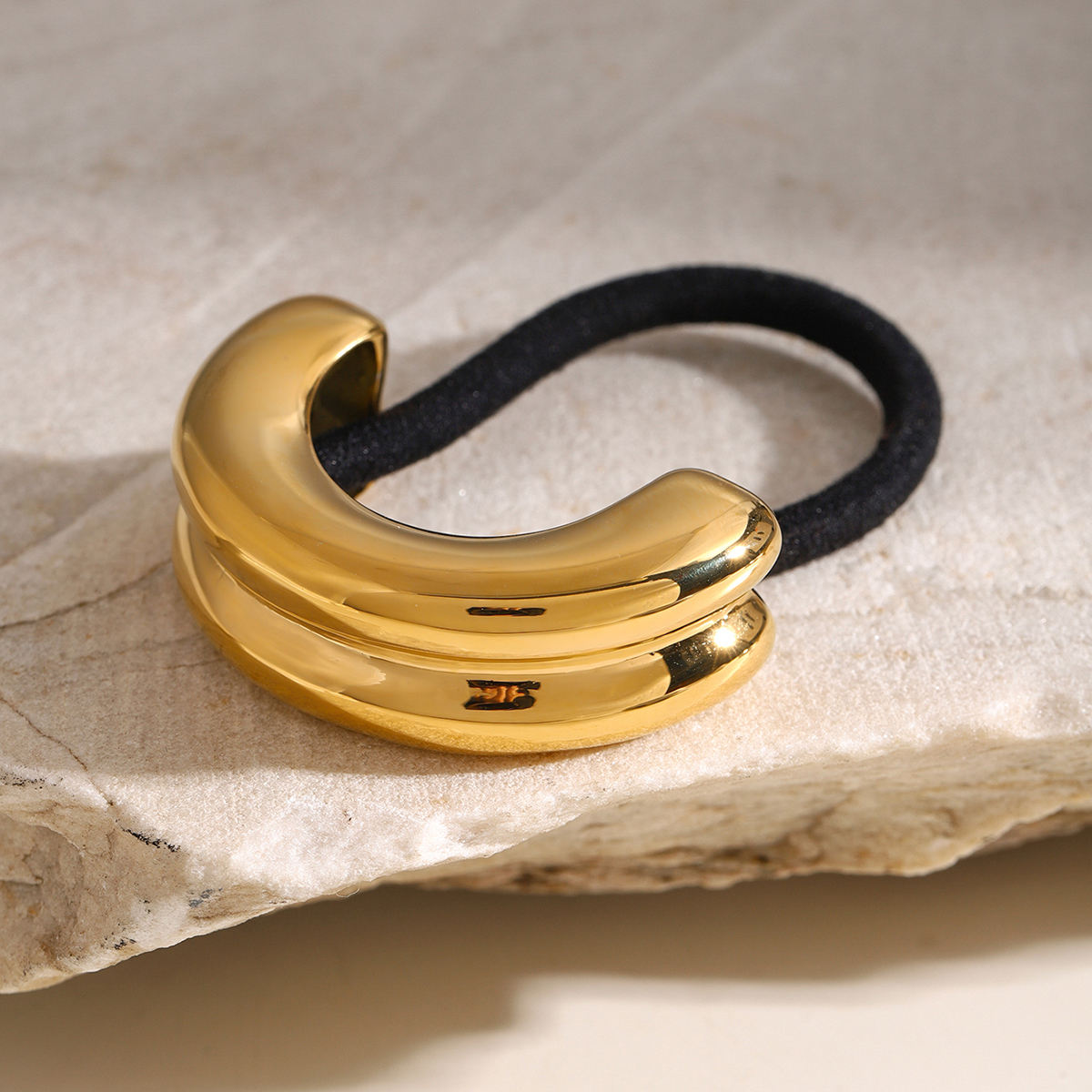 Gold Hana Glossy Double Arch Ponytail Hair Band