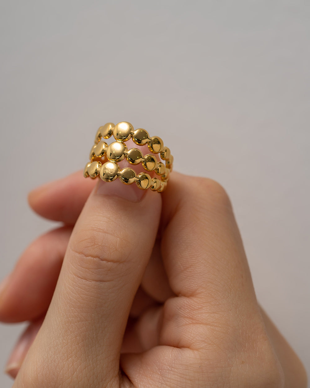 Riza Three Layer Bead Open Ring