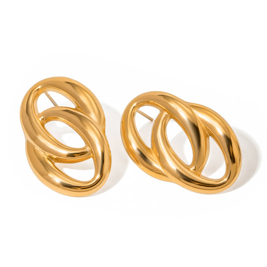 Elsa Plated Round Interlocking Stud Earrings