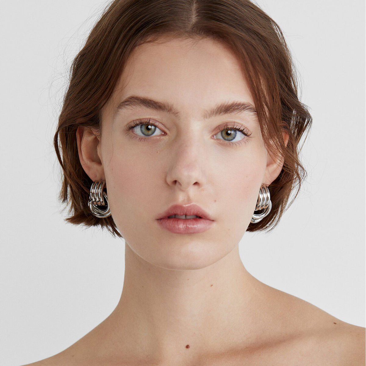 Silver Estella Layered Rope Stud Earrings