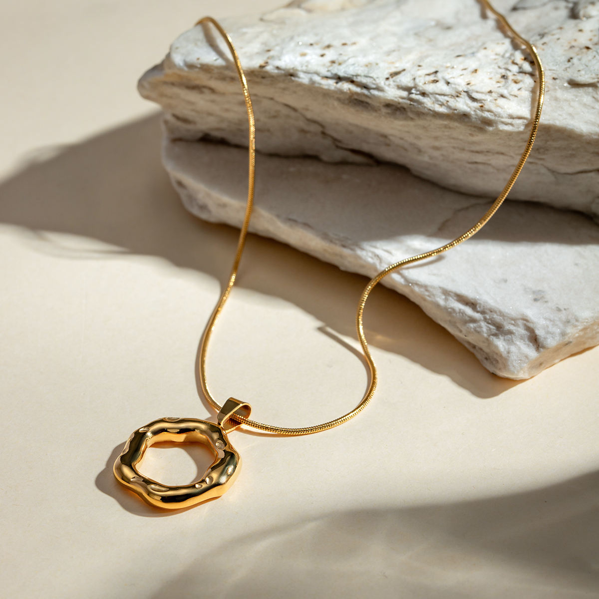 Natividad Textured Round Pendant Necklace