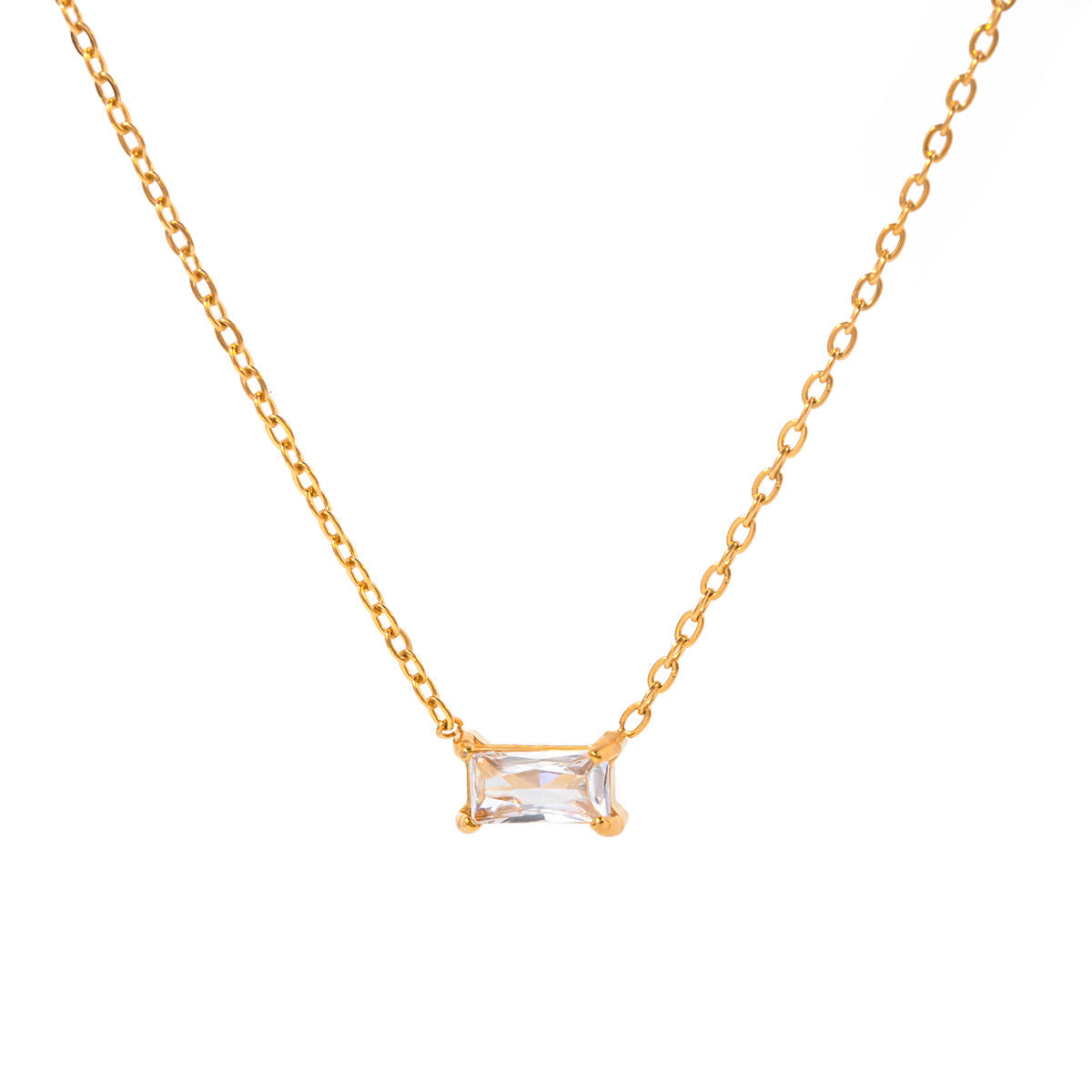 Nelia Rectangle Cubic Zirconia Pendant Necklace