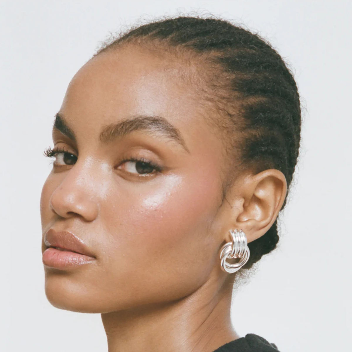 Silver Estella Layered Rope Stud Earrings