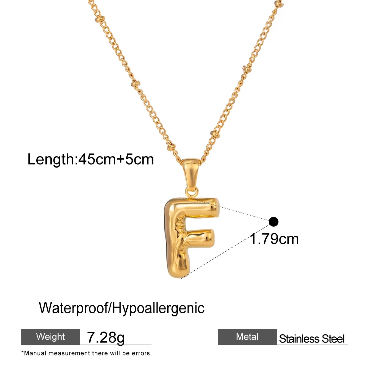 Nadia Letter Pendant Initial Necklace - Balloon Design