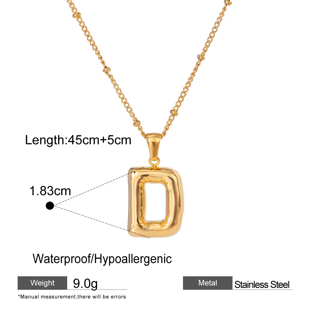 Nadia Letter Pendant Initial Necklace - Balloon Design