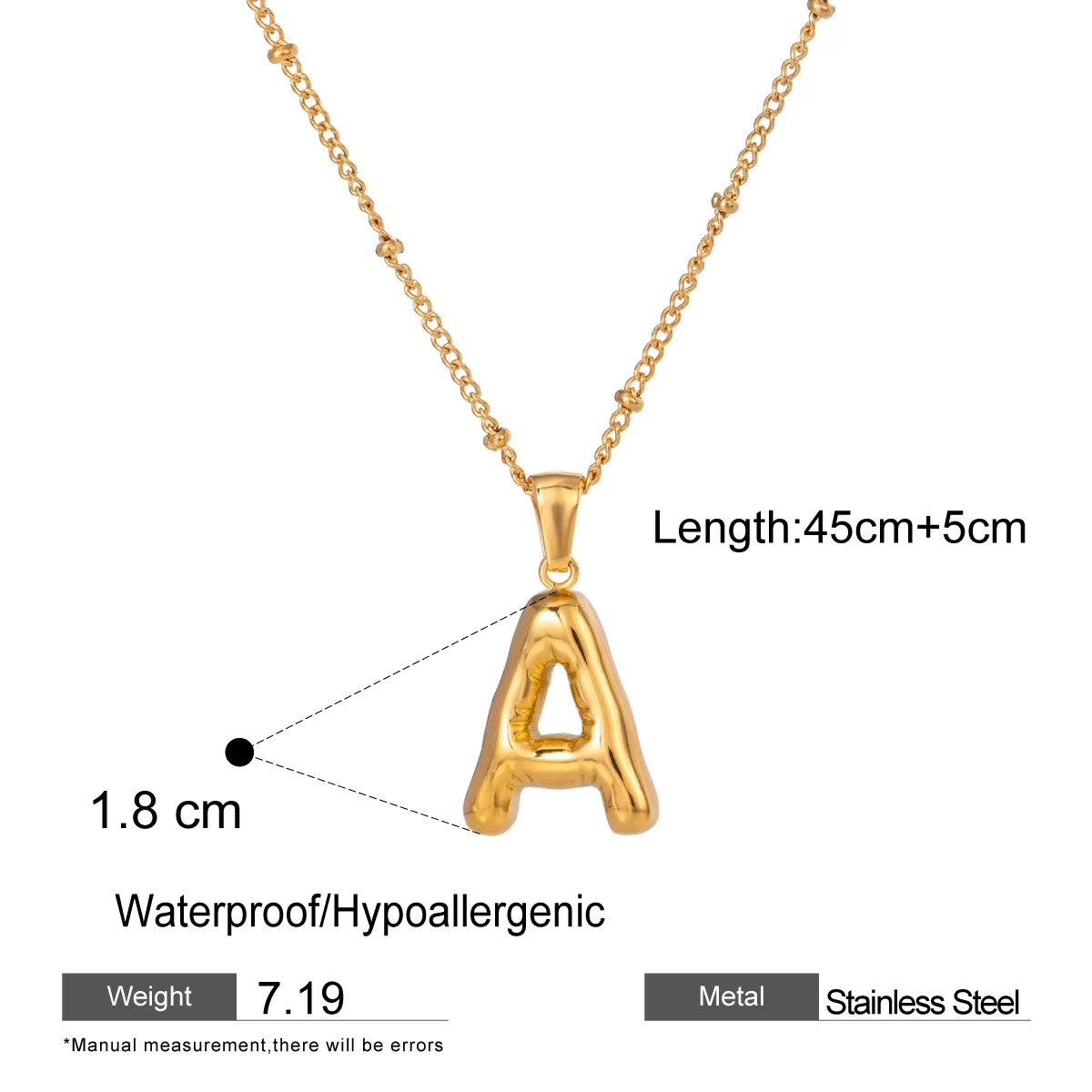 Nadia Letter Pendant Initial Necklace - Balloon Design