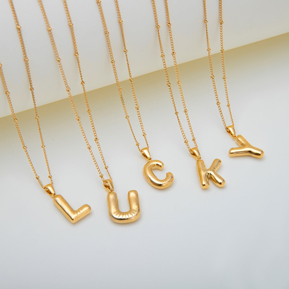 Nadia Letter Pendant Initial Necklace - Balloon Design