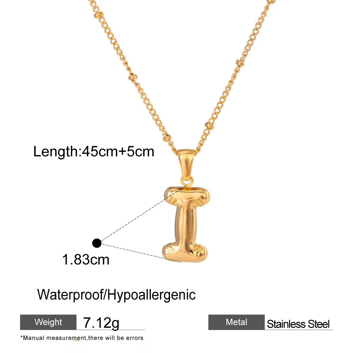Nadia Letter Pendant Initial Necklace - Balloon Design