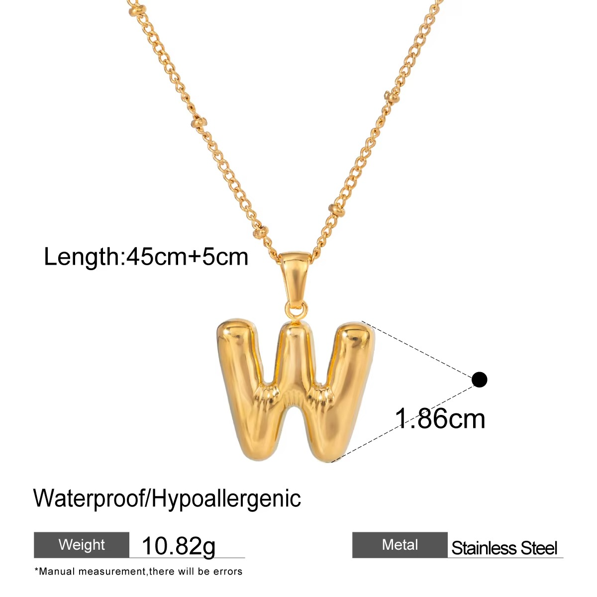 Nadia Letter Pendant Initial Necklace - Balloon Design