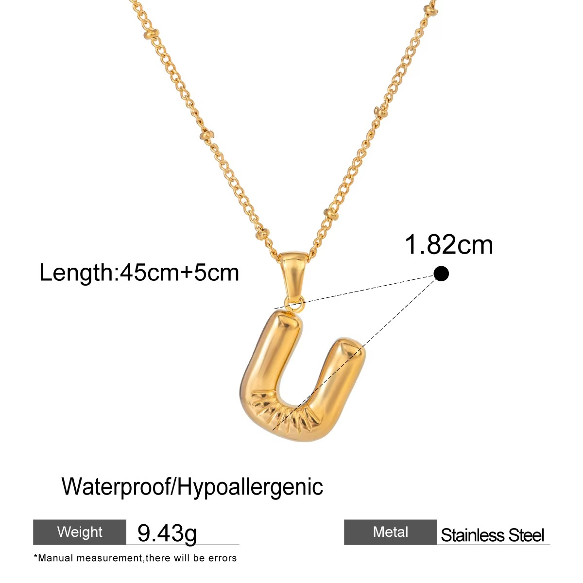 Nadia Letter Pendant Initial Necklace - Balloon Design