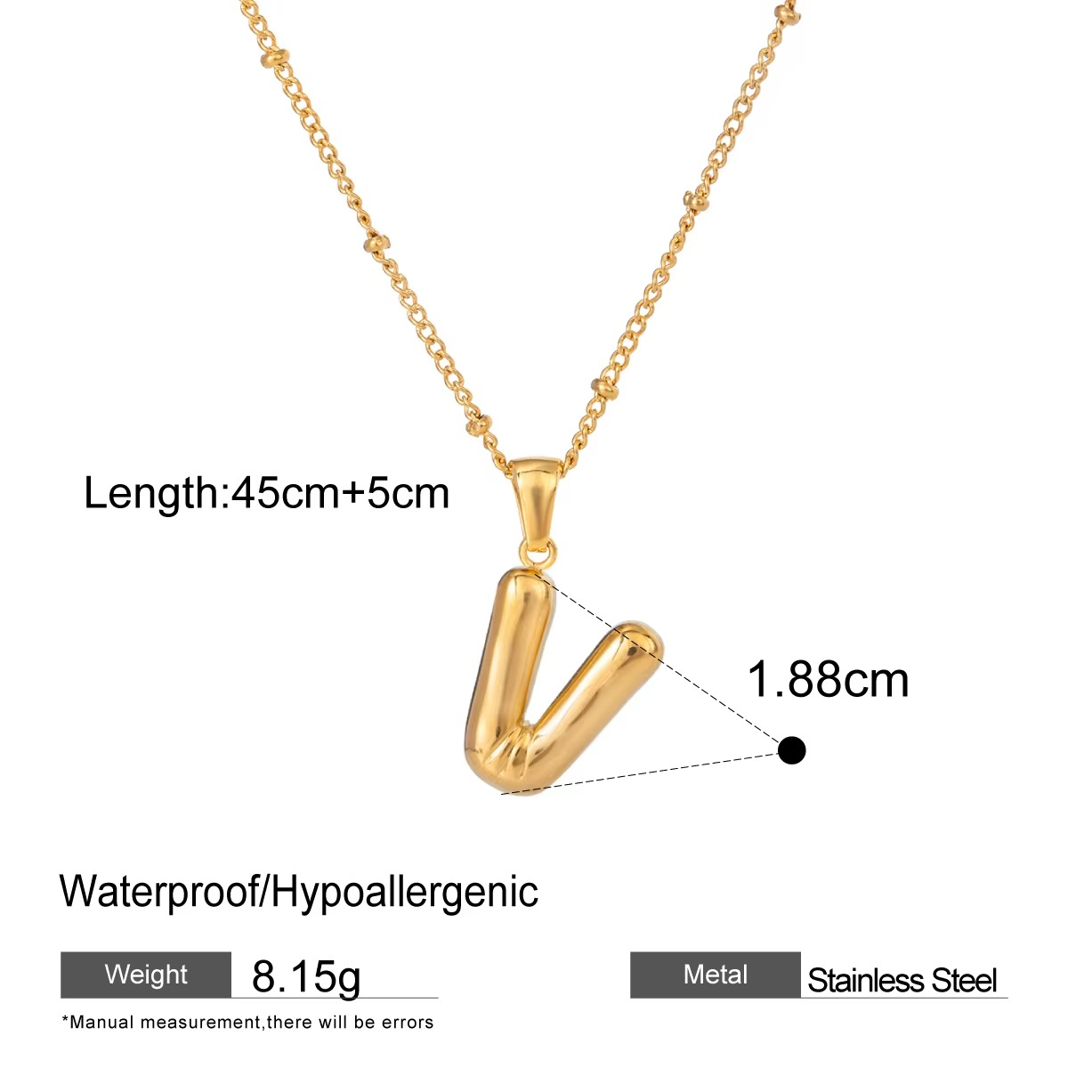 Nadia Letter Pendant Initial Necklace - Balloon Design