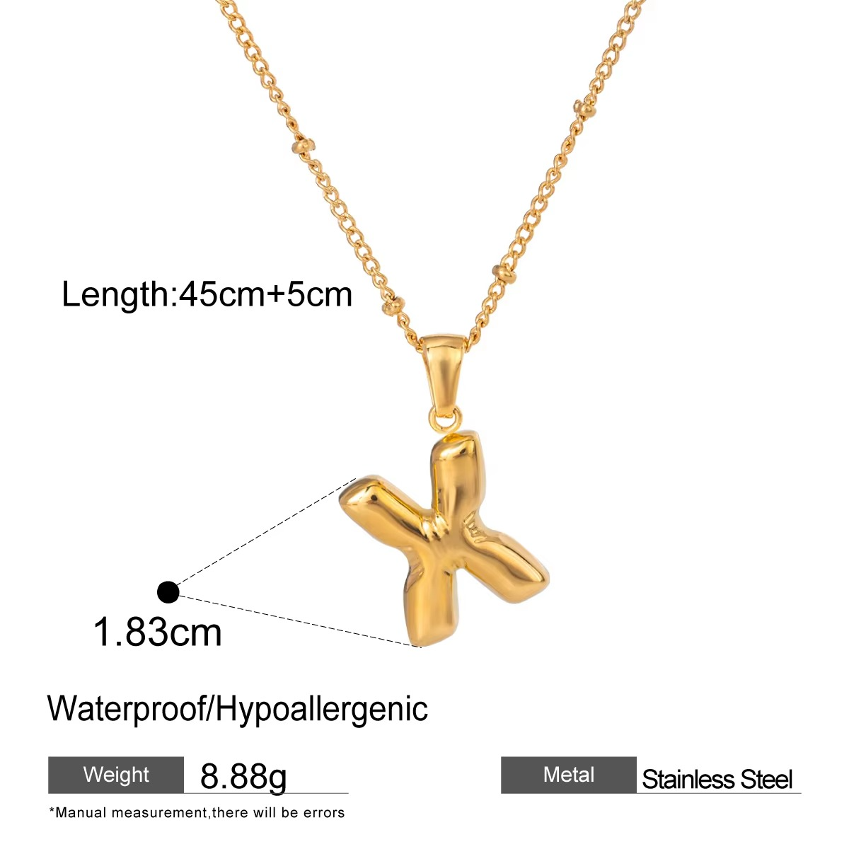 Nadia Letter Pendant Initial Necklace - Balloon Design