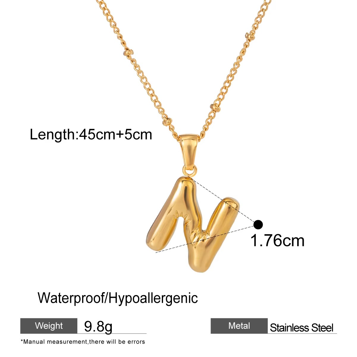 Nadia Letter Pendant Initial Necklace - Balloon Design