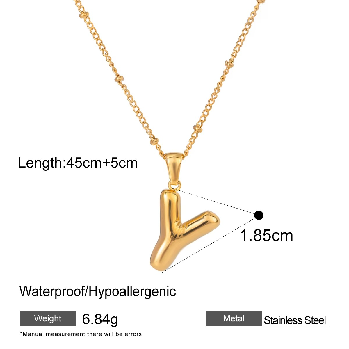 Nadia Letter Pendant Initial Necklace - Balloon Design