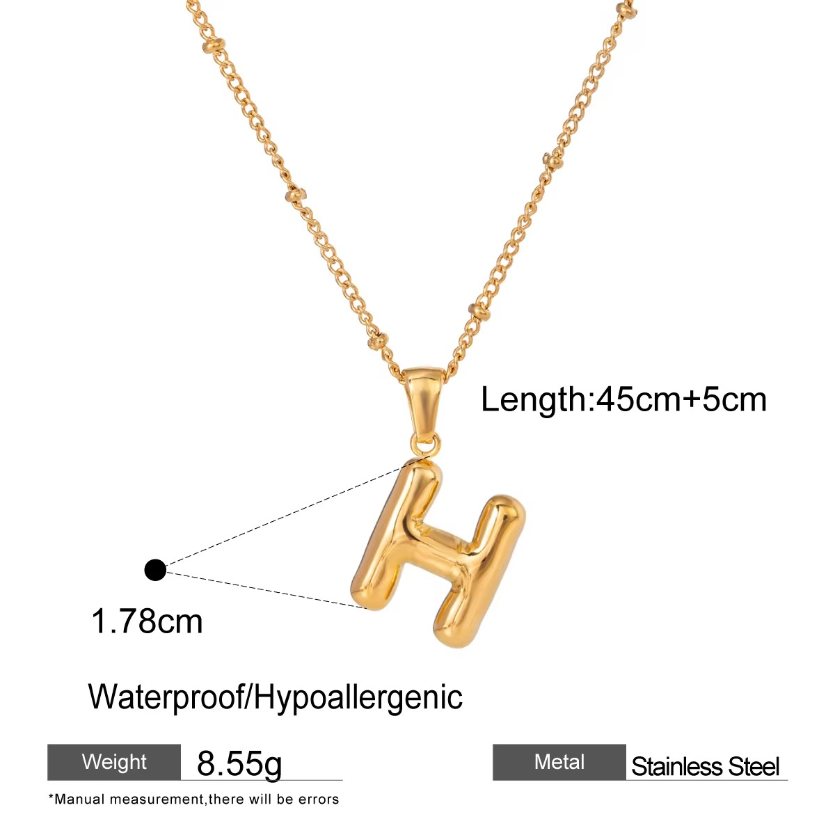 Nadia Letter Pendant Initial Necklace - Balloon Design