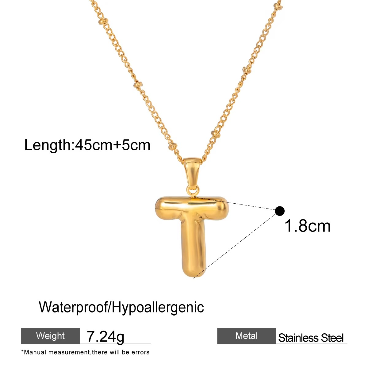 Nadia Letter Pendant Initial Necklace - Balloon Design