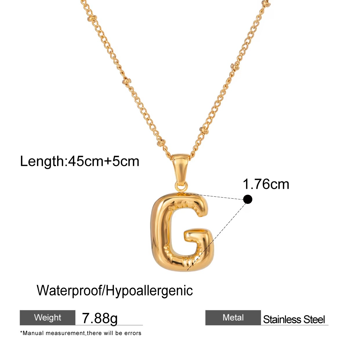 Nadia Letter Pendant Initial Necklace - Balloon Design
