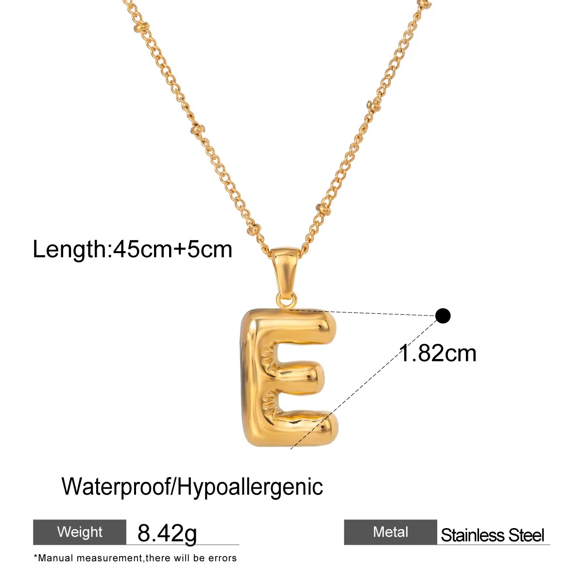 Nadia Letter Pendant Initial Necklace - Balloon Design
