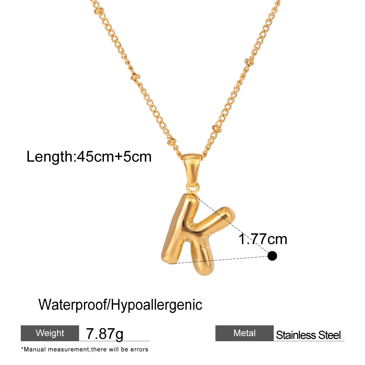 Nadia Letter Pendant Initial Necklace - Balloon Design