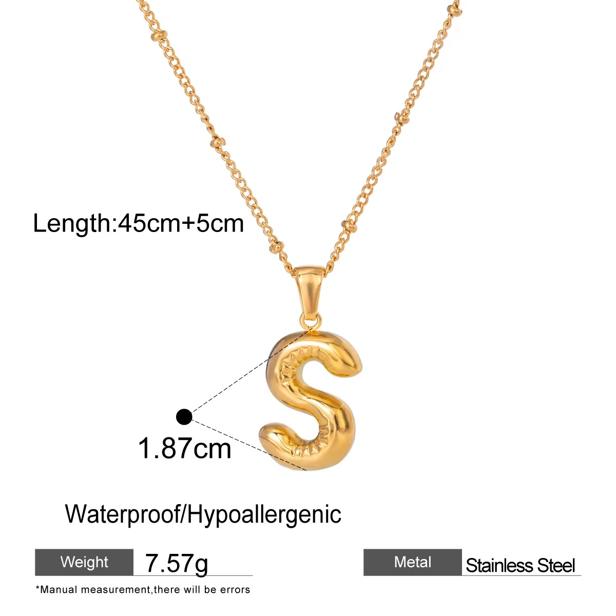 Nadia Letter Pendant Initial Necklace - Balloon Design