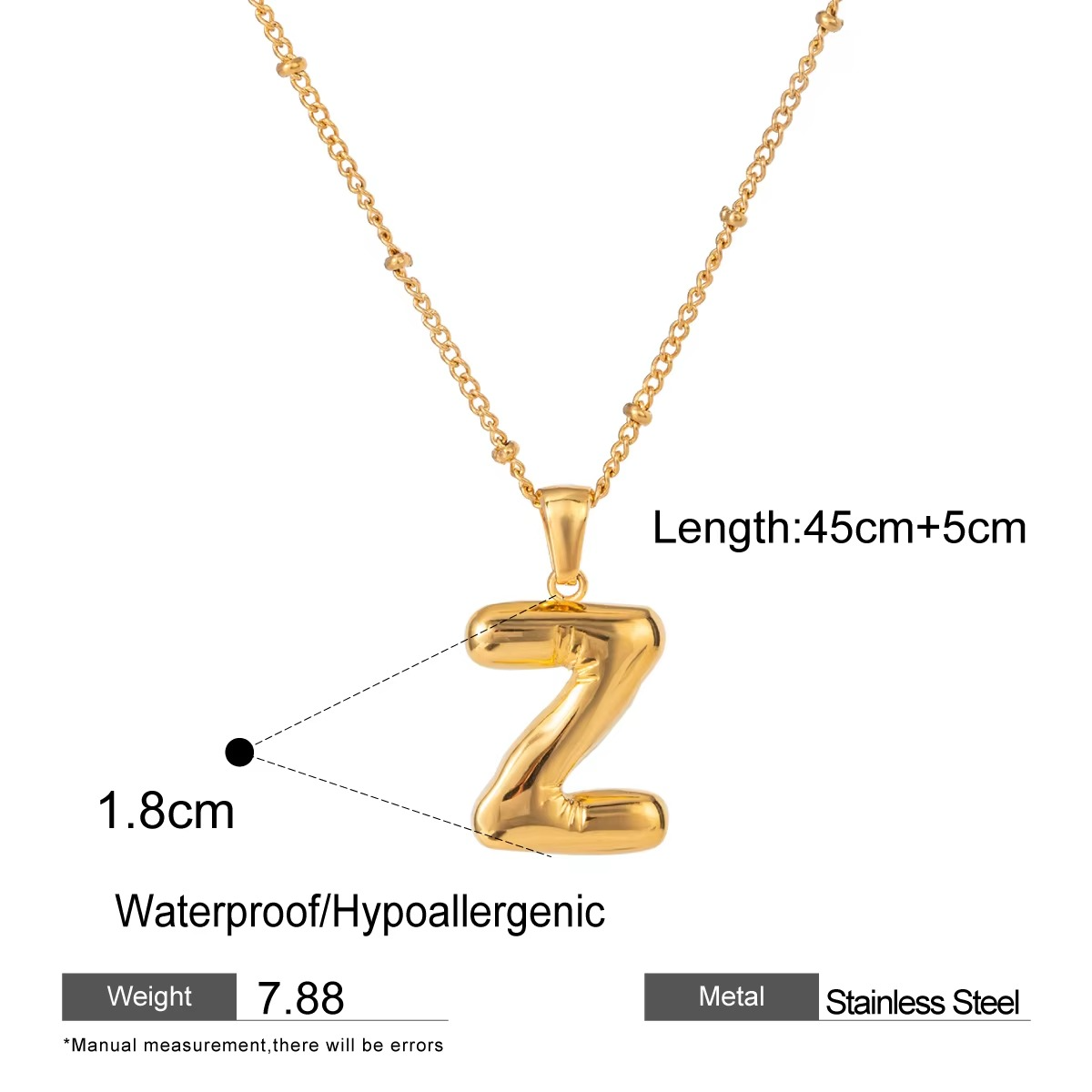 Nadia Letter Pendant Initial Necklace - Balloon Design
