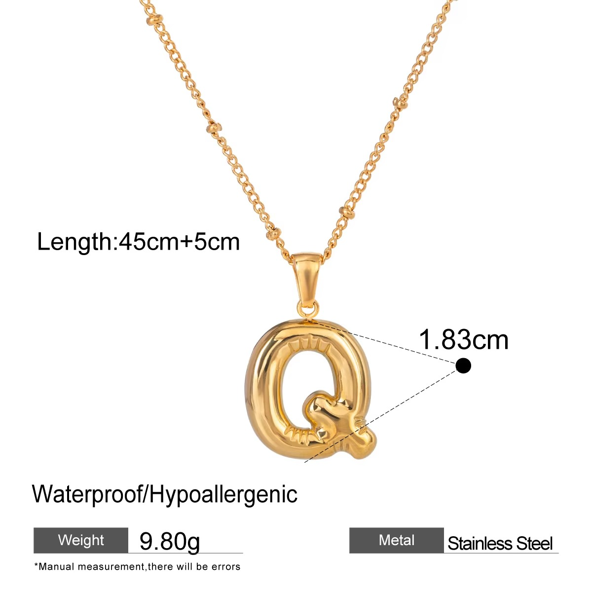 Nadia Letter Pendant Initial Necklace - Balloon Design