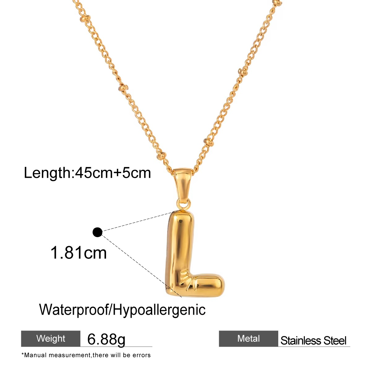 Nadia Letter Pendant Initial Necklace - Balloon Design