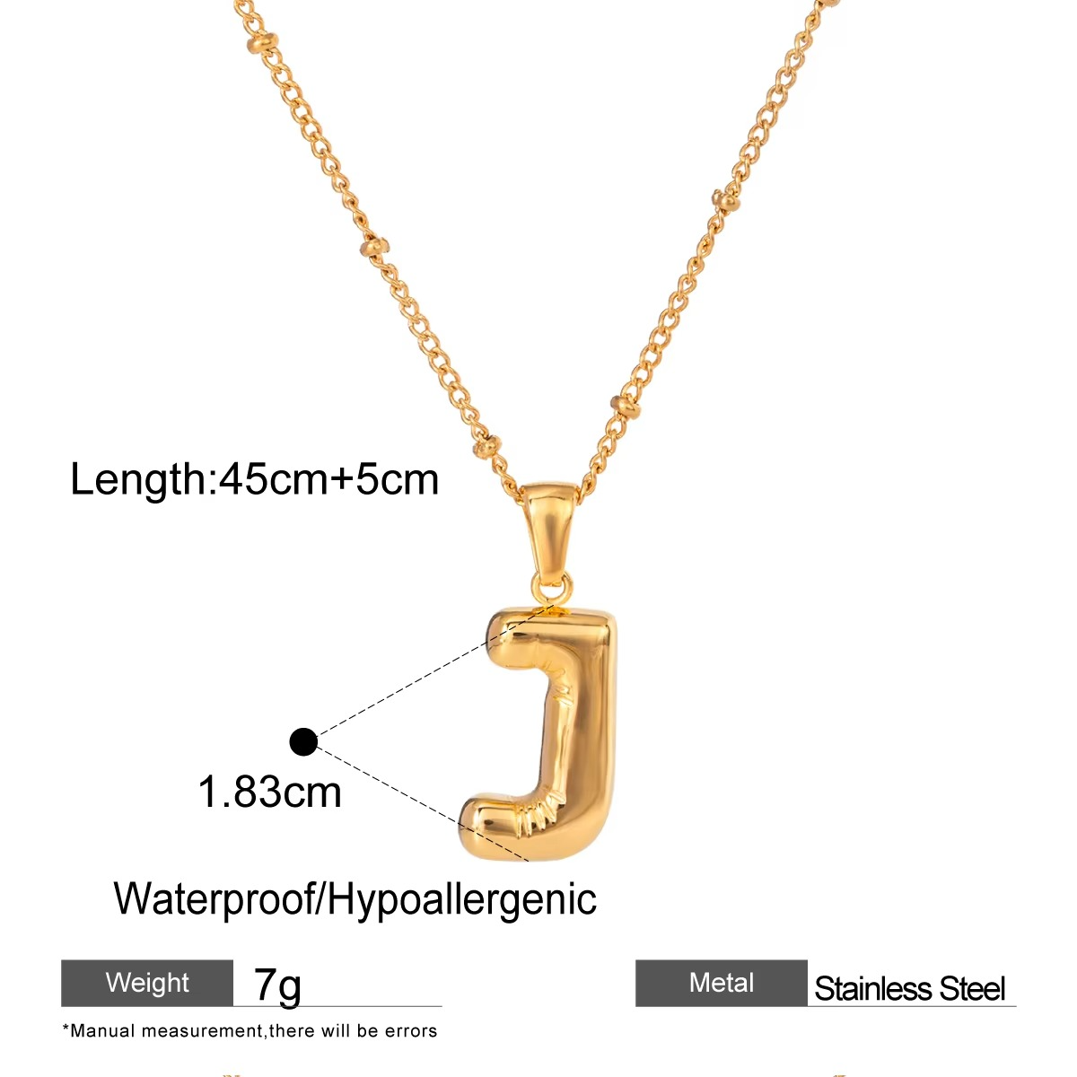 Nadia Letter Pendant Initial Necklace - Balloon Design