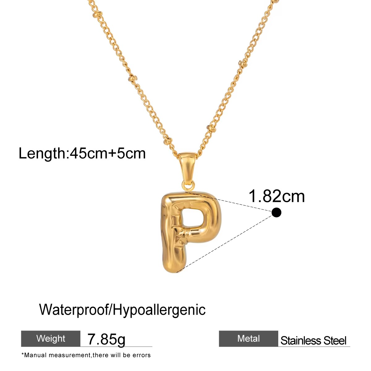 Nadia Letter Pendant Initial Necklace - Balloon Design