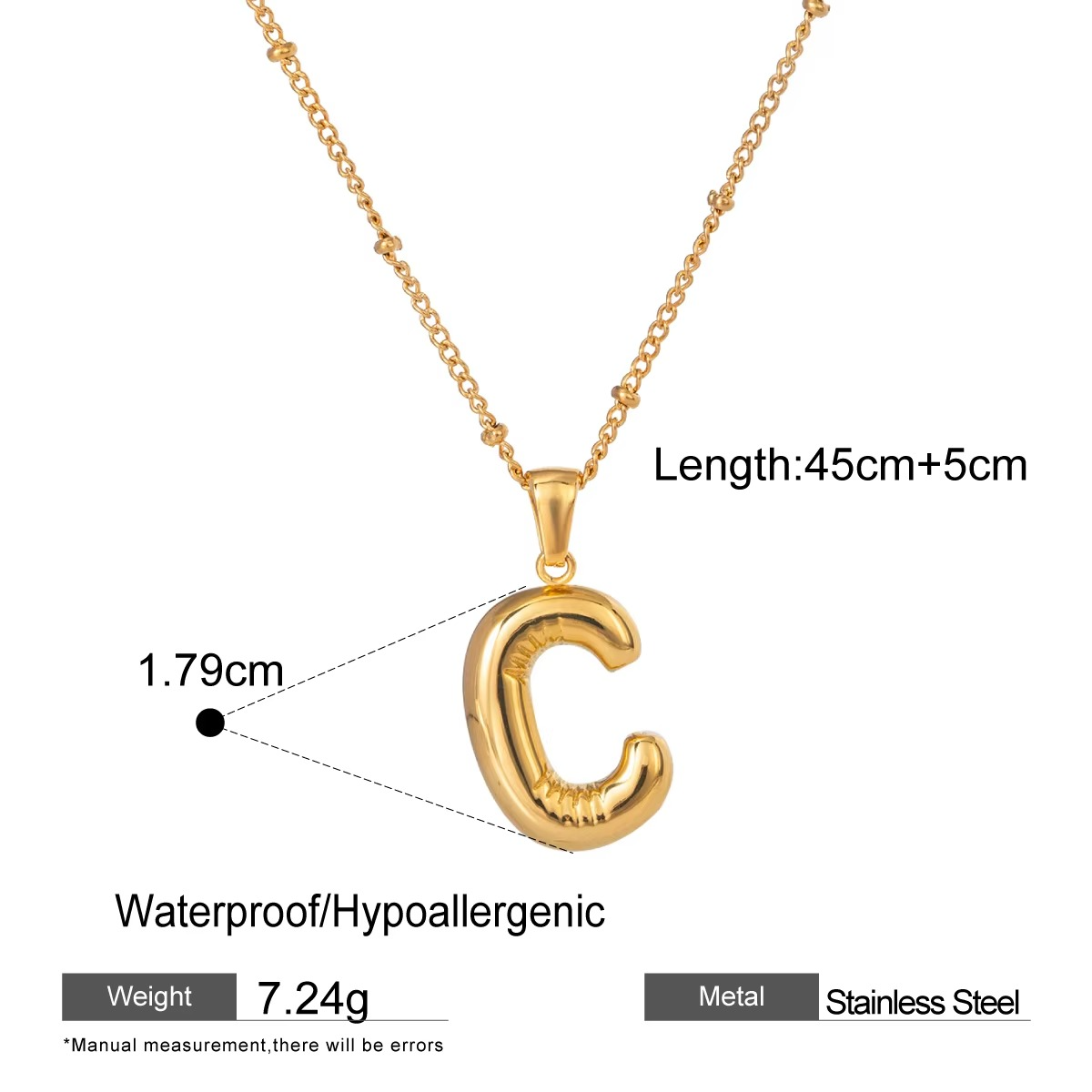 Nadia Letter Pendant Initial Necklace - Balloon Design