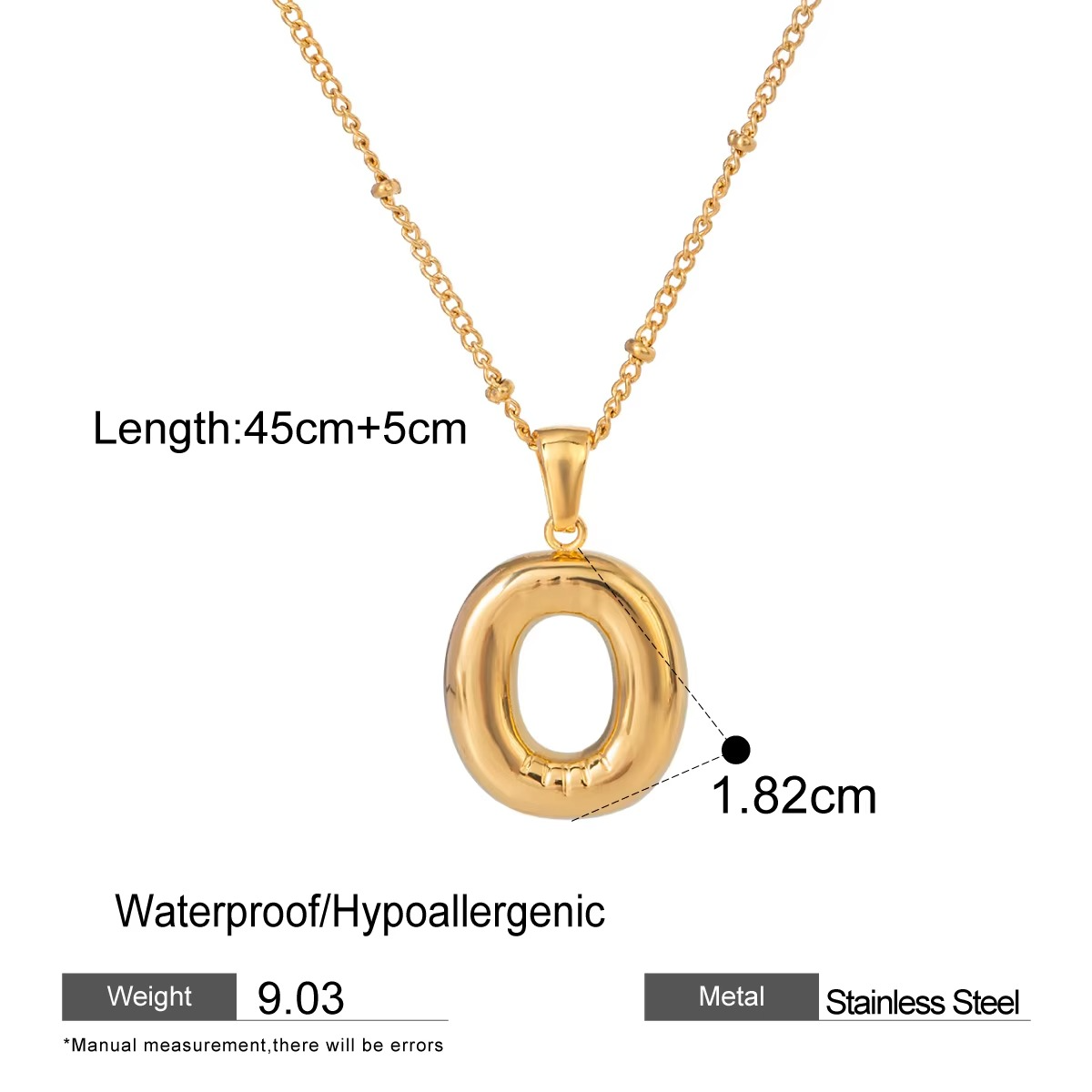 Nadia Letter Pendant Initial Necklace - Balloon Design