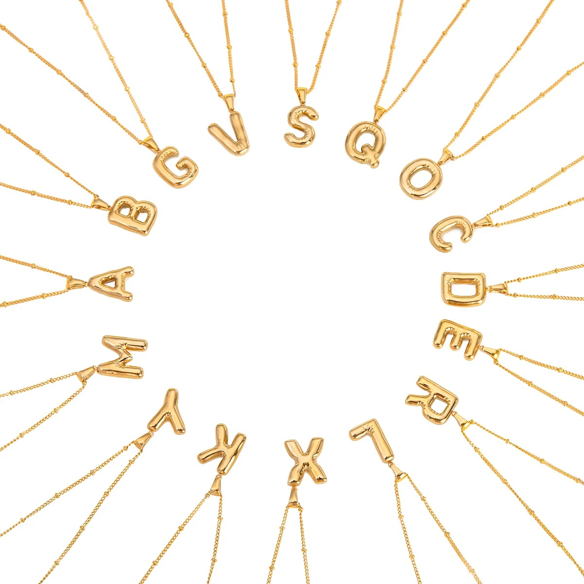Nadia Letter Pendant Initial Necklace - Balloon Design