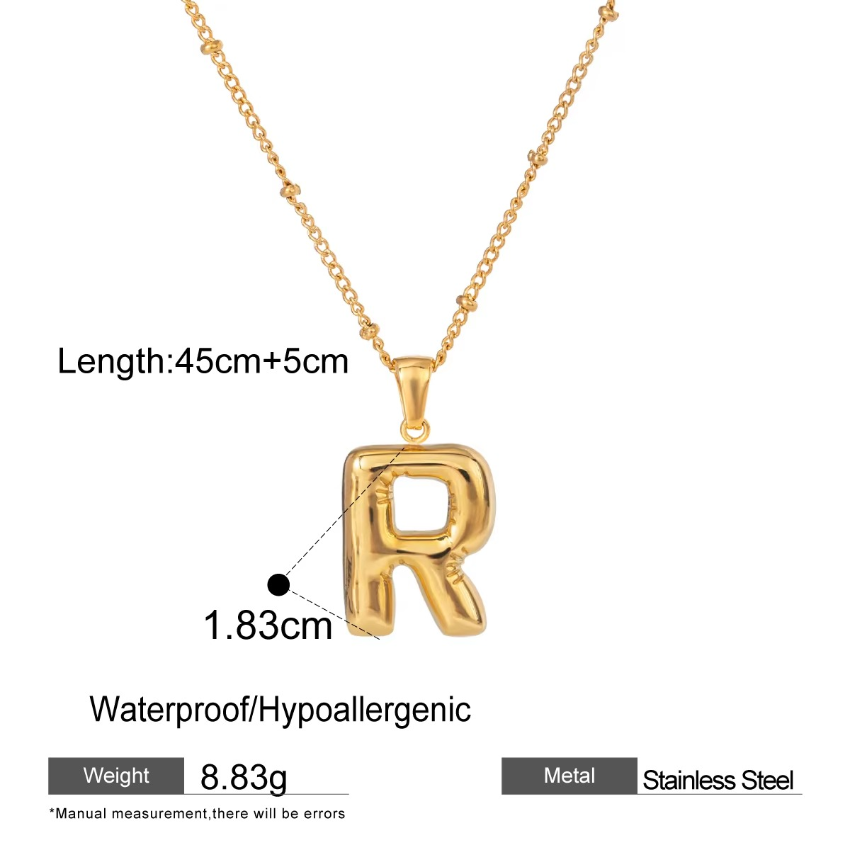 Nadia Letter Pendant Initial Necklace - Balloon Design