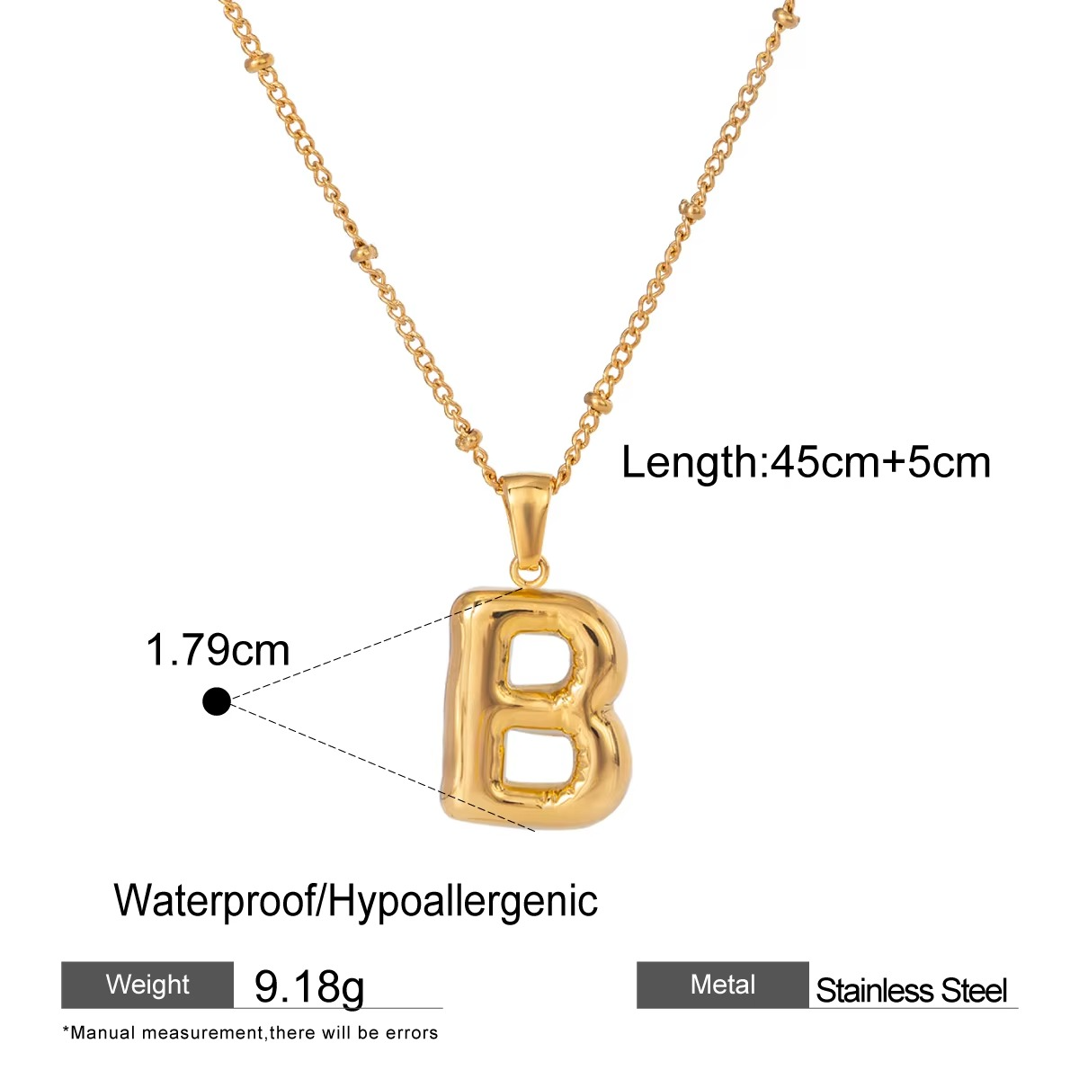Nadia Letter Pendant Initial Necklace - Balloon Design