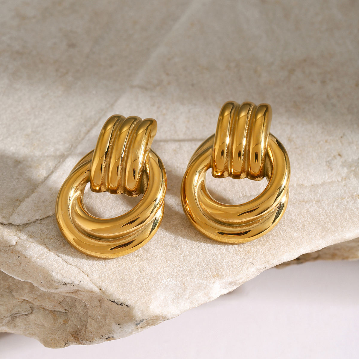 Gold Estella Layered Rope Stud Earrings