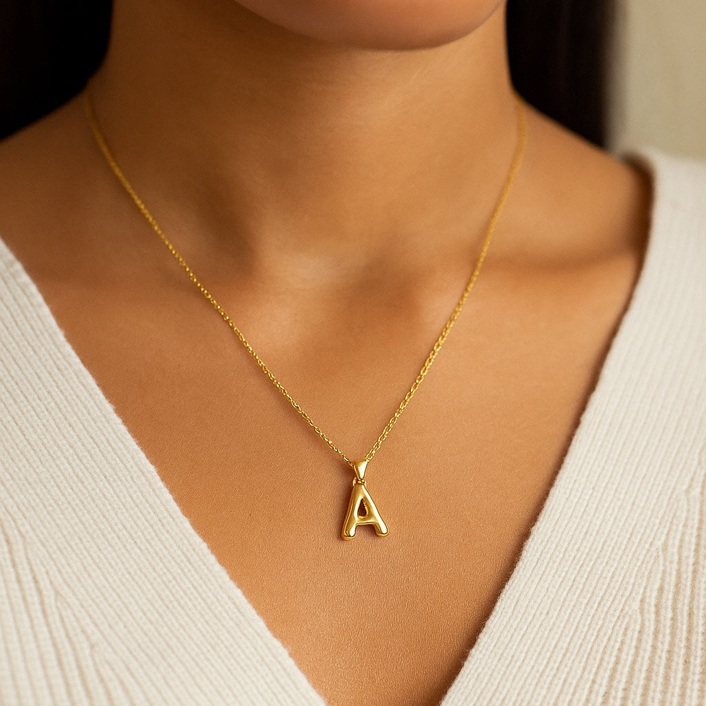 Nadia Letter Pendant Initial Necklace - Balloon Design
