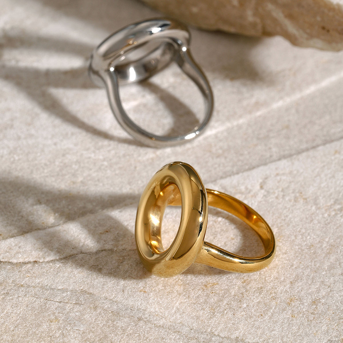 Silver Roxanne Chunky Hoop Ring