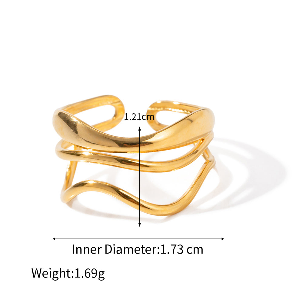 Rosanna Multi-layer Ripple Open Ring
