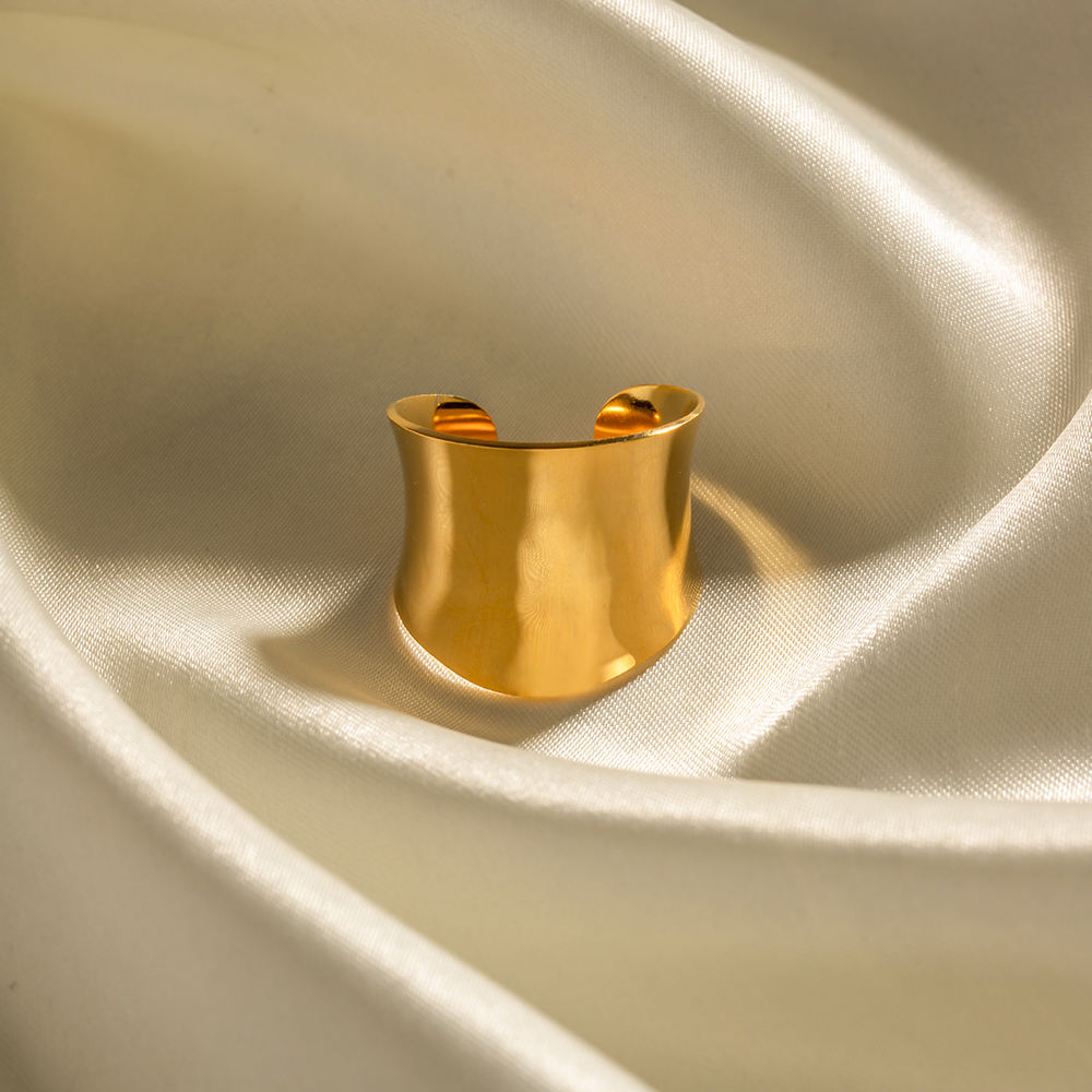 Rebecca 18K Gold Plated Smooth Wide Open Concave Ring