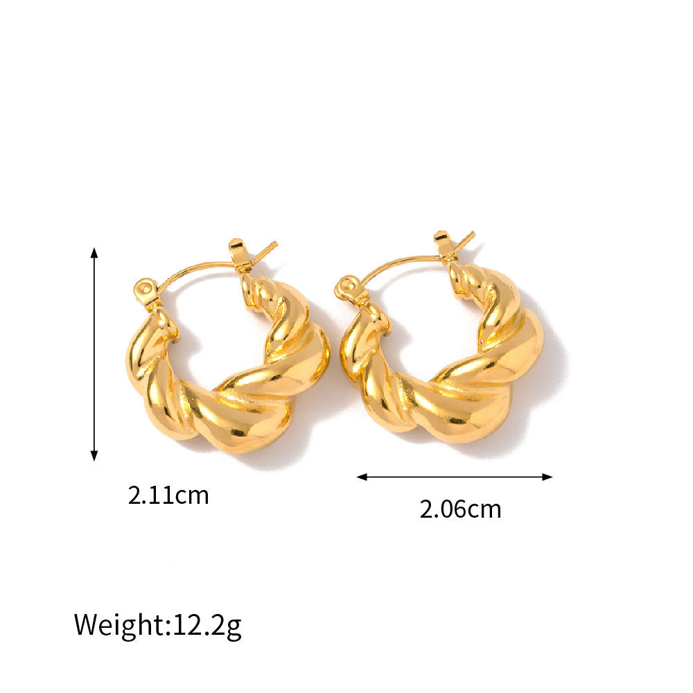 Elena Hoop Earrings (Chunky Round Twisted)
