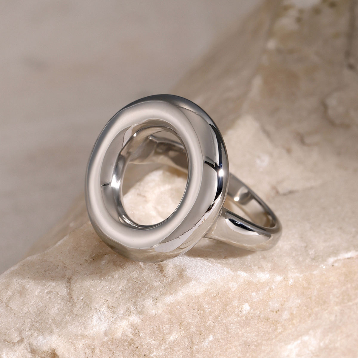Silver Roxanne Chunky Hoop Ring