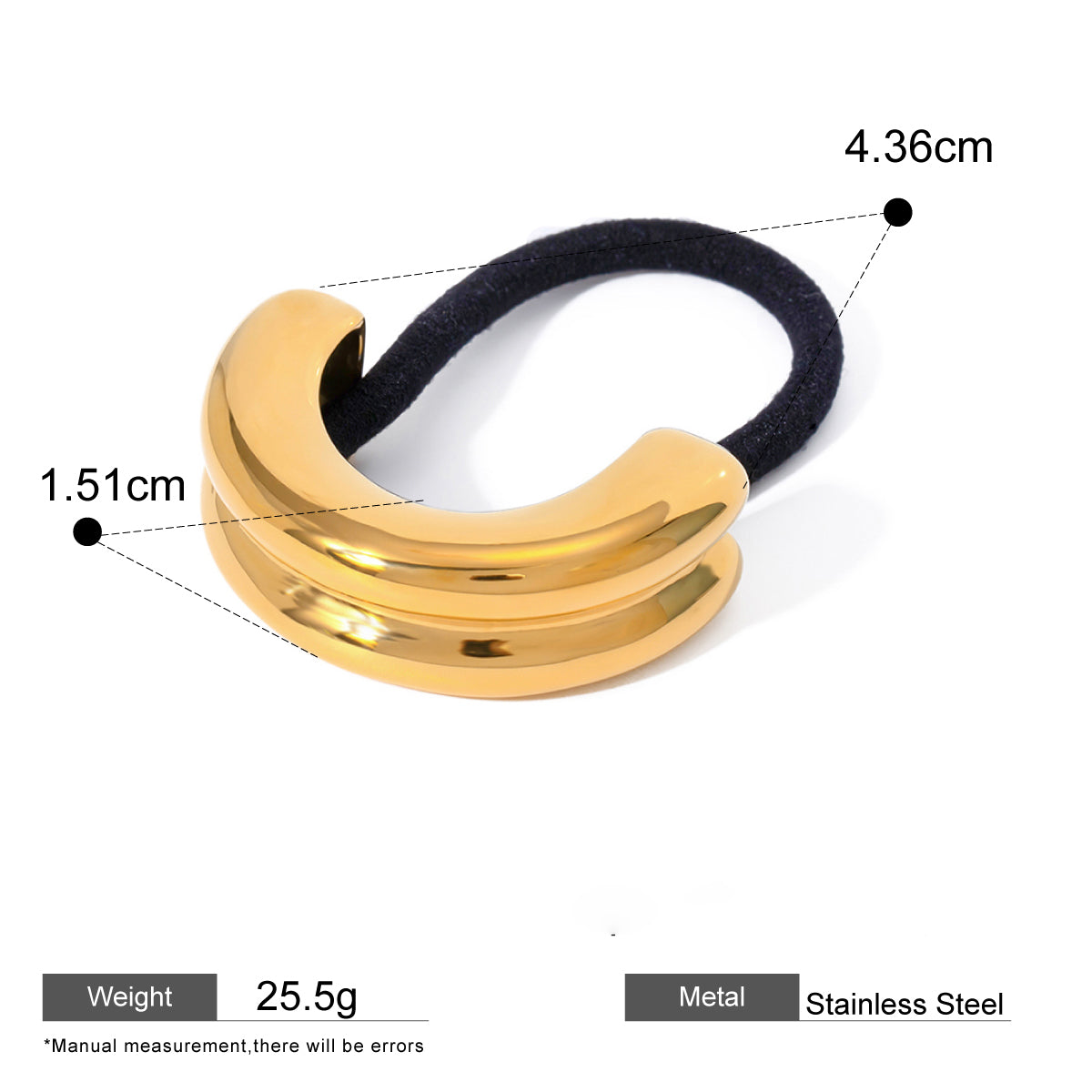 Gold Hana Glossy Double Arch Ponytail Hair Band