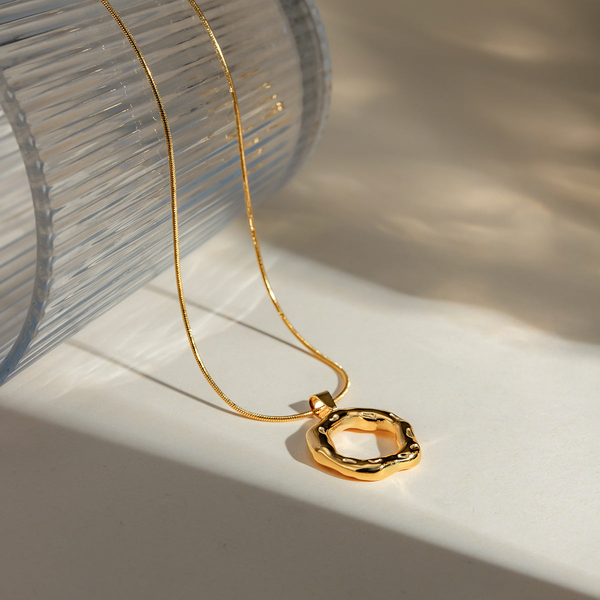 Natividad Textured Round Pendant Necklace