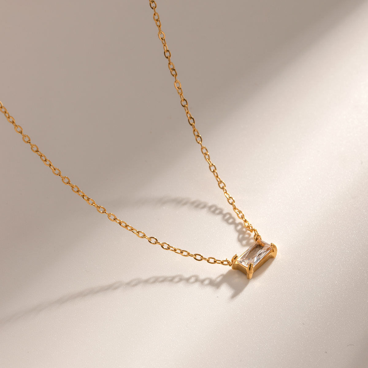 Nelia Rectangle Cubic Zirconia Pendant Necklace