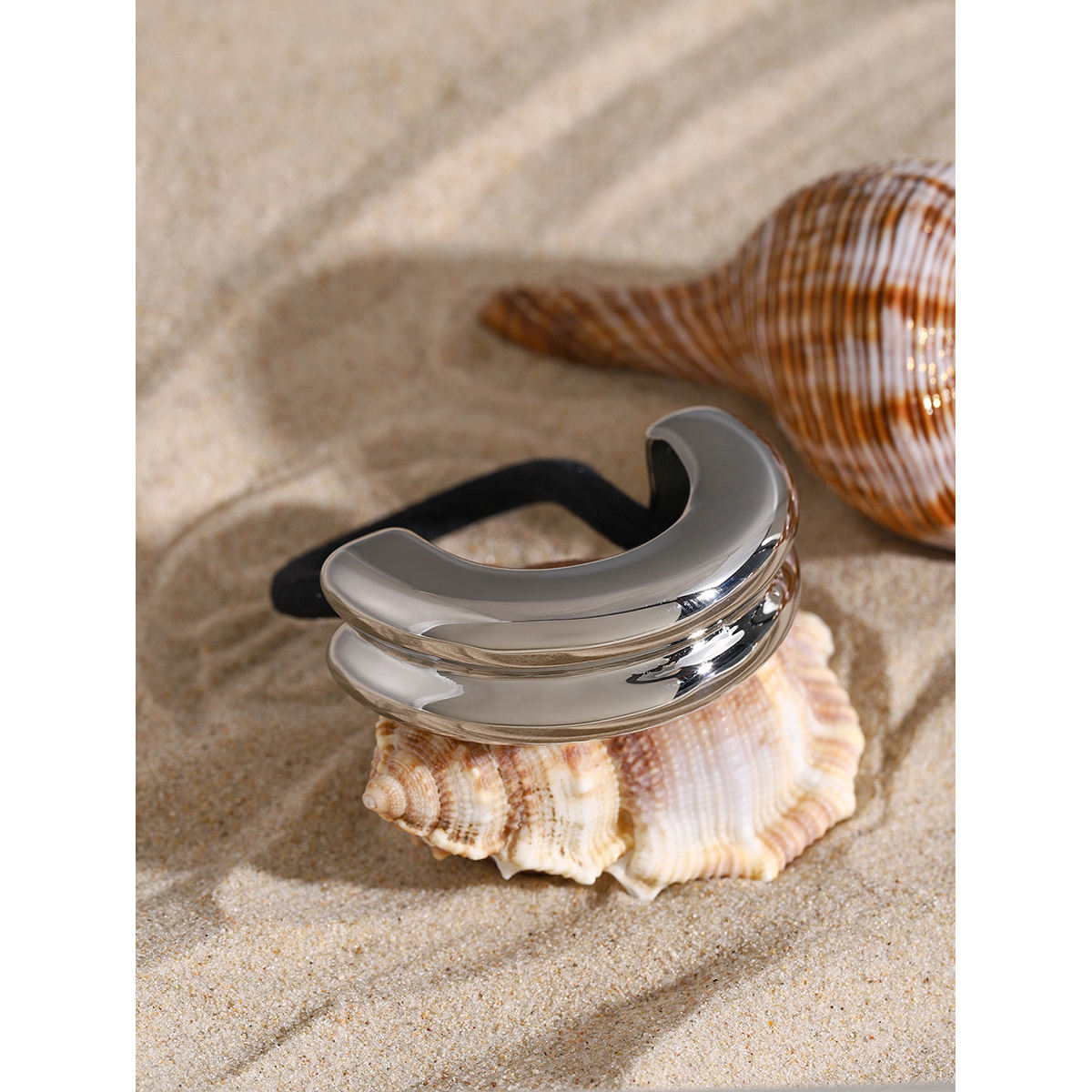 Silver Hana Glossy Double Arch Ponytail Hair Band