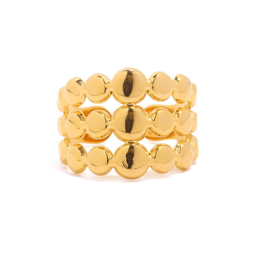 Riza Three Layer Bead Open Ring