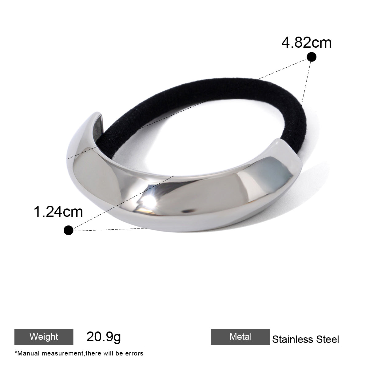 Silver Hilda High Polish Folded Arch Ponytail Hair Band
