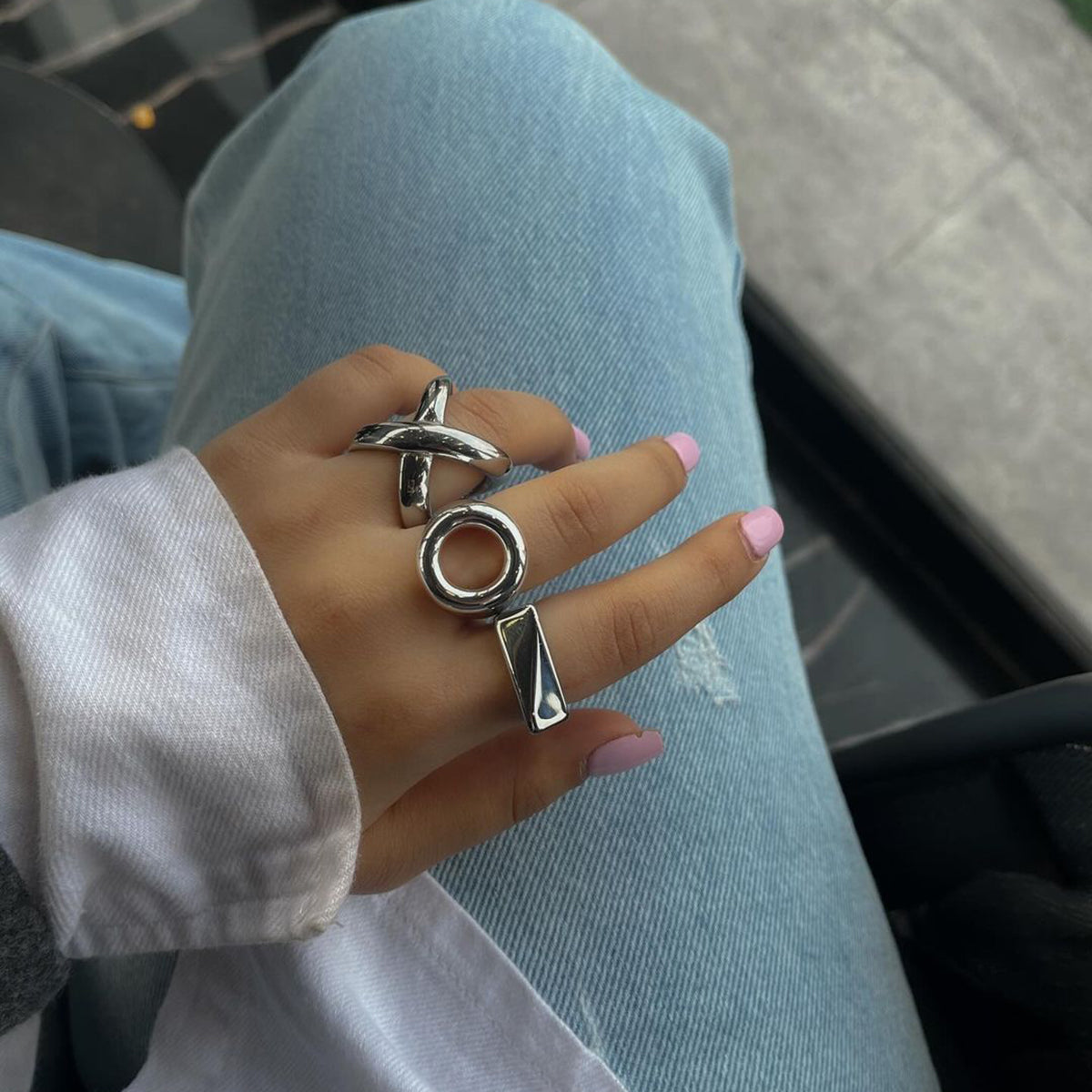 Silver Roxanne Chunky Hoop Ring